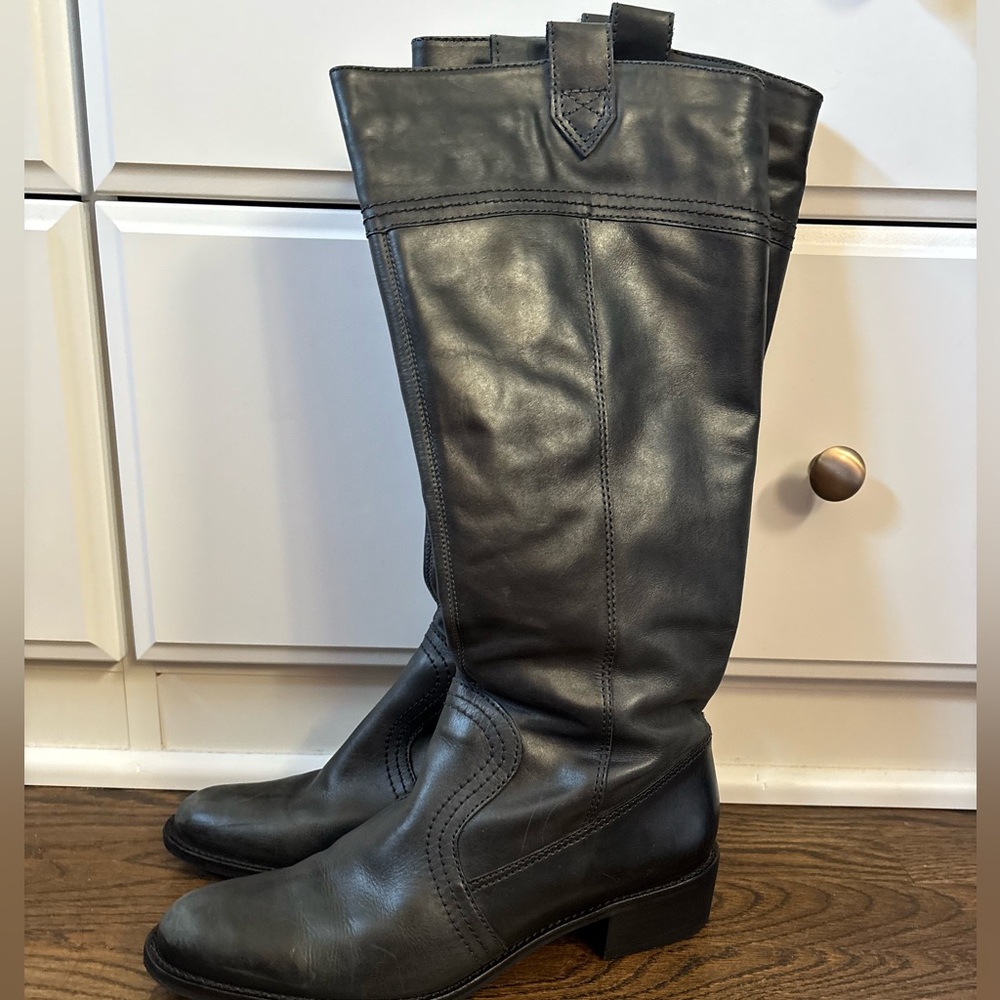 Vintage Genuine Leather Black Riding Boots